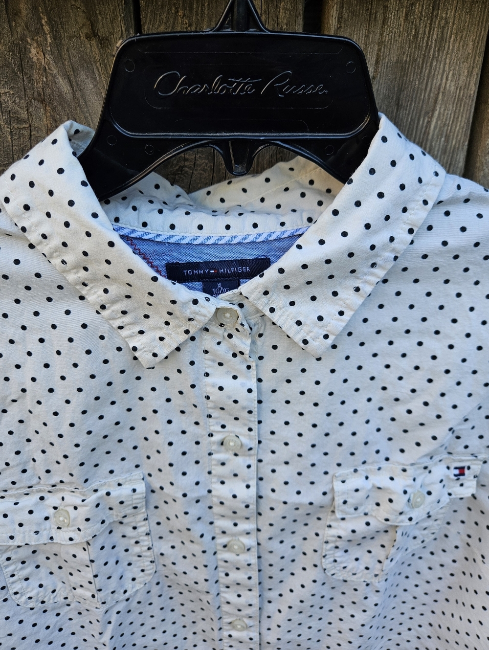 Tommy Hilfiger Polka Dot Button-Up Shirt Women Size XL - Picture 9 of 16